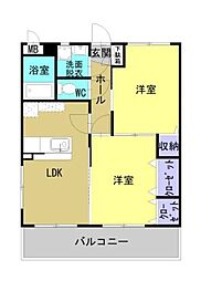 都城市南横市町マンション 2LDKの間取図画像