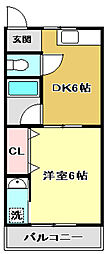 ドリームハウス 1DKの間取図画像