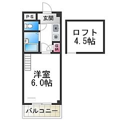マンションライツ 4階1Kの間取り