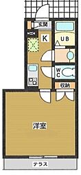 Flone　Daita 1階1Kの間取り