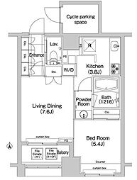 コンフォリア新川 1LDKの間取図画像