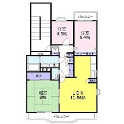 メルベーユ・キャニオン 3LDKの間取図画像