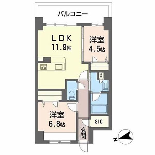 ケイマン 0506｜兵庫県姫路市東延末１丁目(賃貸マンション2LDK・5階・57.06㎡)の写真 その2