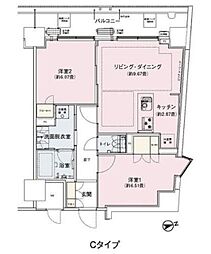 アンビエンテ駒込 8階2LDKの間取り