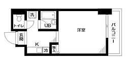 DuoFeel島津山 1Kの間取図画像