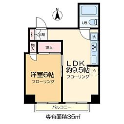 犬丸コーポ 5階1LDKの間取り