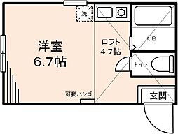 ユナイト東寺尾マスカルポーネ ワンルームの間取図画像