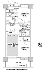 コンフォリア板橋仲宿 11階2LDKの間取り