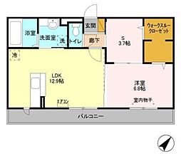 エスポワールD 1LDKの間取図画像