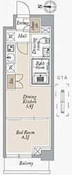 オーキッドレジデンス住吉 1DKの間取図画像