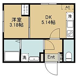 JR相模線 厚木駅 徒歩7分の賃貸アパート 3階1DKの間取り