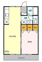 アーバンライフII 2階1LDKの間取り