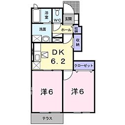 JR和歌山線 下井阪駅 徒歩20分の賃貸アパート 1階2DKの間取り