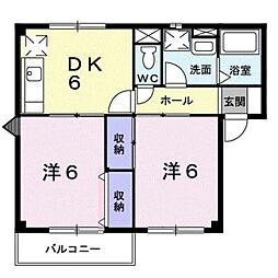 アルエット2 2DKの間取図画像