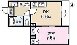 JR山手線 目黒駅 徒歩14分の賃貸マンション 1階1DKの間取り