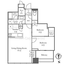 白金ザ・スカイＥＡＳＴ棟 6階2LDKの間取り