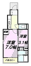 エスポワール1 2Kの間取図画像