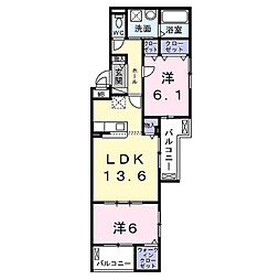 近鉄京都線 伏見駅 徒歩35分の賃貸アパート 2階2LDKの間取り
