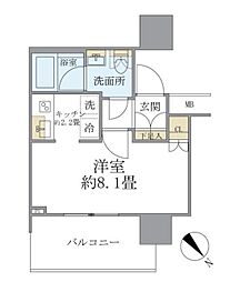 ブリリアタワー浜離宮 1Kの間取図画像