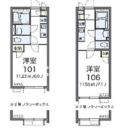 エブリシン2 1Kの間取図画像