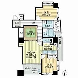ライオンズタワー赤坂けやき通り 3LDKの間取図画像