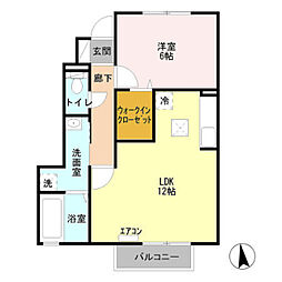 JR横浜線 相模原駅 徒歩16分の賃貸アパート 1階2LDKの間取り
