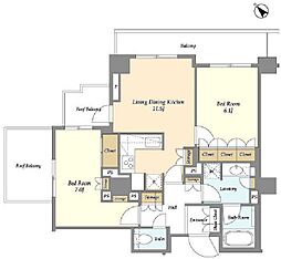 ウィルテラス滝野川 4階2LDKの間取り