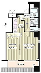 クリアウォータ芝 9階1LDKの間取り
