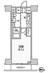ジェノヴィア三ノ輪2スカイガーデン 1Kの間取図画像