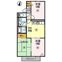 山陽電鉄本線 藤江駅 徒歩10分の賃貸アパート 2階3DKの間取り