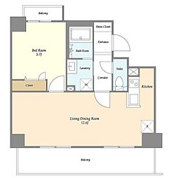 マイクラウド 1LDKの間取図画像
