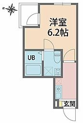 カインドネス八王子片倉 B棟 2階1Kの間取り