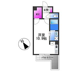 プロスペクト美章園 4階1Kの間取り