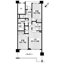 レクセルプラザひばりが丘 5階2LDKの間取り