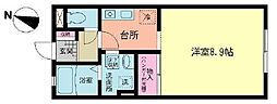 パークサイドテラス 1Kの間取図画像
