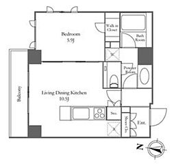 KDXレジデンス恵比寿 6階1LDKの間取り