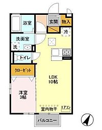 カノンベル 1LDKの間取図画像