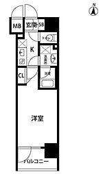 アビタ住吉 2階1Kの間取り