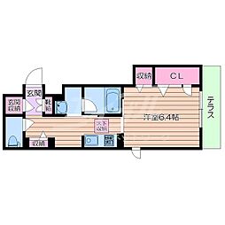 ノース・アルカディアII 1階1Kの間取り