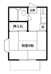 ハイツ御殿山 1階1Kの間取り