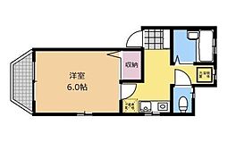 ローズヒル2B 1Kの間取図画像