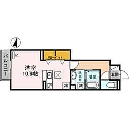 神鉄三田線 三田本町駅 徒歩7分の賃貸アパート 1階ワンルームの間取り