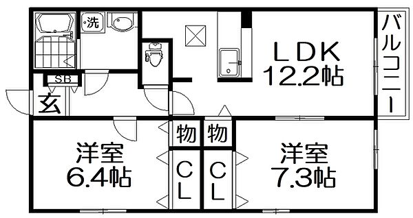 コンフォートアザレア 101｜京都府八幡市橋本東浄土ケ原(賃貸アパート2LDK・1階・61.28㎡)の写真 その2