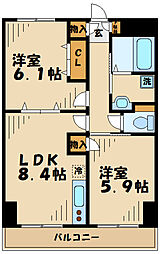 K.S柿生 2LDKの間取図画像