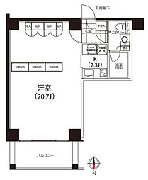 クイズ恵比寿 4階1Kの間取り