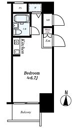 スカイノブレ川崎柳町 ワンルームの間取図画像