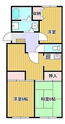 コリーヌ厚木 3DKの間取図画像