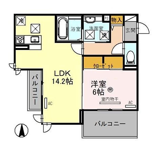 D-roomN・KI ｜和歌山県和歌山市小松原５丁目(賃貸アパート1LDK・1階・50.34㎡)の写真 その2