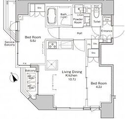 プラウドフラット浅草橋2 13階2LDKの間取り