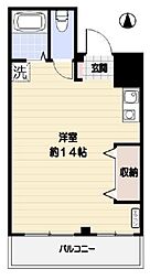 エーエスビル 2階ワンルームの間取り